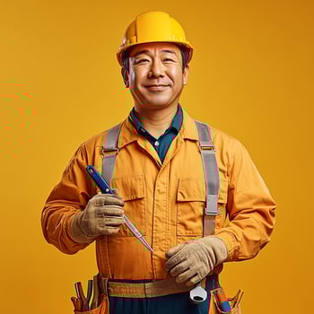 A man in an orange shirt photo