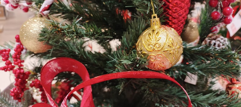 A close up of decoration for new year and christmas event. photo