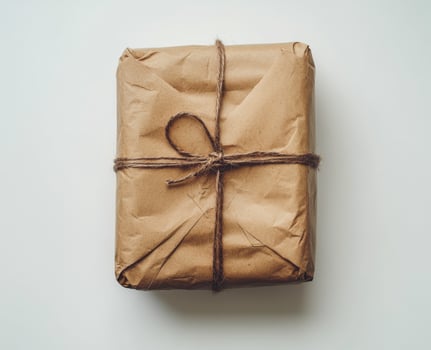 Wrapped gift box with twine ribbon showcasing a simple and elegant presentation for special occasions photo