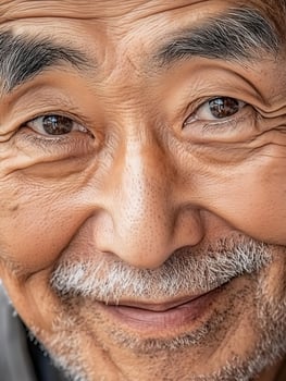 Captivating portrait of a smiling elderly Chinese man in traditional attire photo