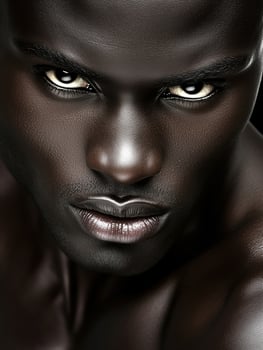 Stunning black portrait showcasing expressive eyes and traditional attire photo