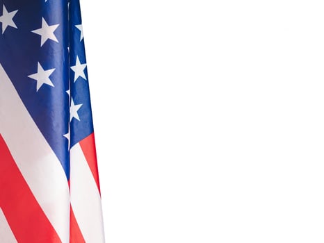 The American flag is on a white background photo