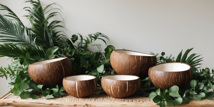 Coconut Shell Bowls Handmade Rustic Tableware Natural Kitchen Decor photo