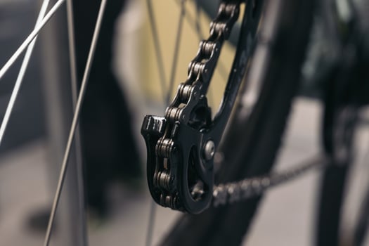bike rear derailleur and chain detail photo