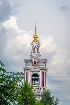 Bell tower of the Church of the Holy Marmyr Nikita in Moscow, Russia. photo
