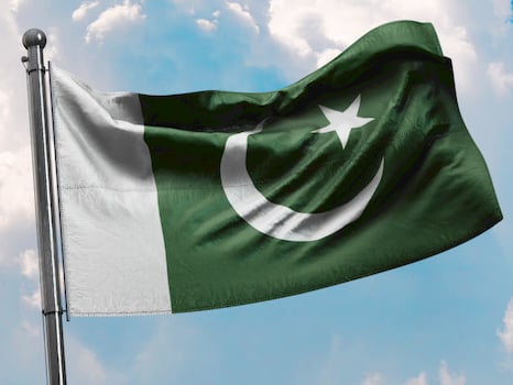Symbol of Unity and Strength in the Sky. 3d illustration of Pakistan Flag with Clipping Path, photo
