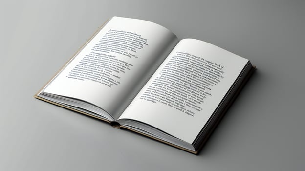 An open book with a blank page on a gray background photo