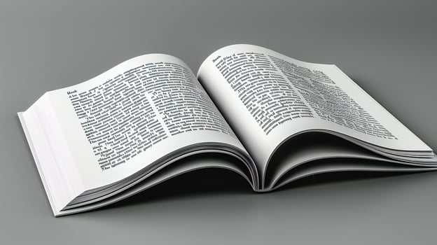 An open book with a white page on a gray background photo