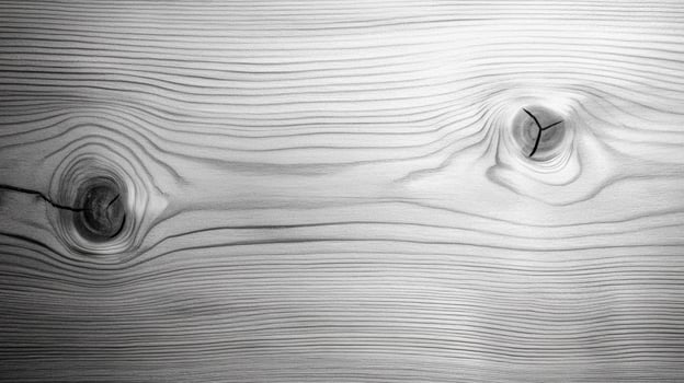 Detailed view of textured wood surface highlighting grain patterns and knots at a close range photo