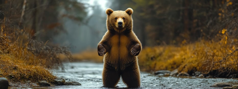 A brown bear standing in the water photo