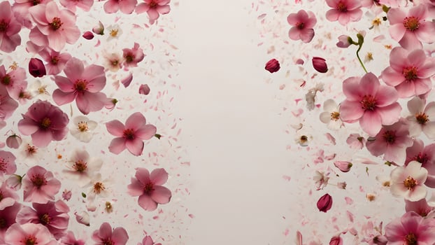 Pink Flower Petals Falling Border photo