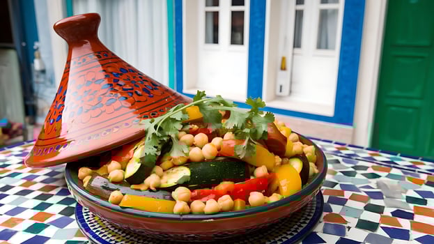 A colorful bowl of food with vegetables and herbs photo
