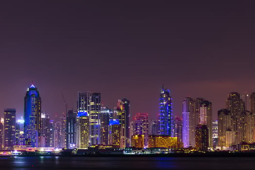 Night cityscape of Dubai city, UAE photo