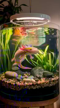 A fish tank with a red and white fish in it photo