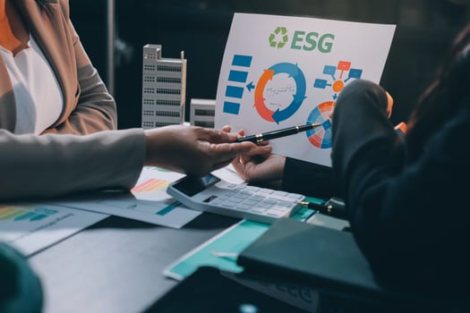 Carbon offset price report CO2 emission. Future growth Net zero waste in ESG ethical SME office protect climate change global warming social issues project. Group of asia people Eco friendly SDGs plan photo