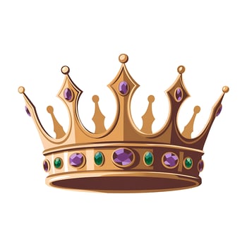 Golden crown with emeralds and diamonds on a white background photo