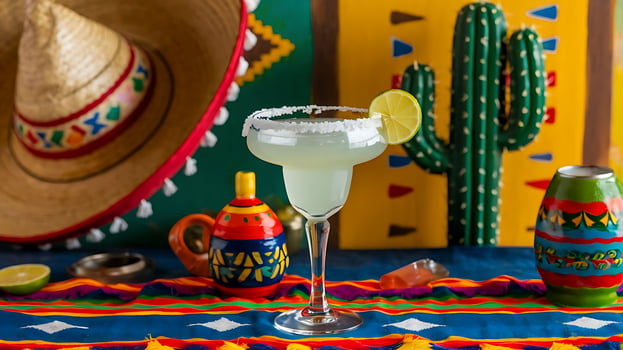 A mexican drink with a sombrero and a margarita photo