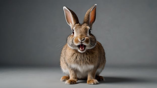 Shocked Rabbit With Open Mouth, Gazing with Surprised Expression photo