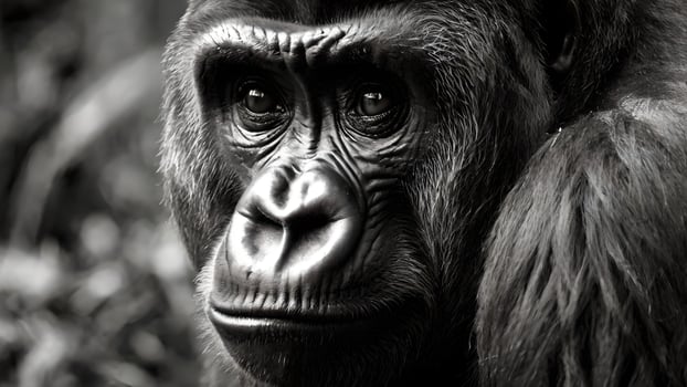 Majestic Gorilla Portrait in Black and White photo