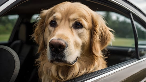 Golden Retriever Enjoying Car Ride Scenic View photo