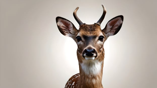 Fallow Deer Portrait Against Neutral Background photo