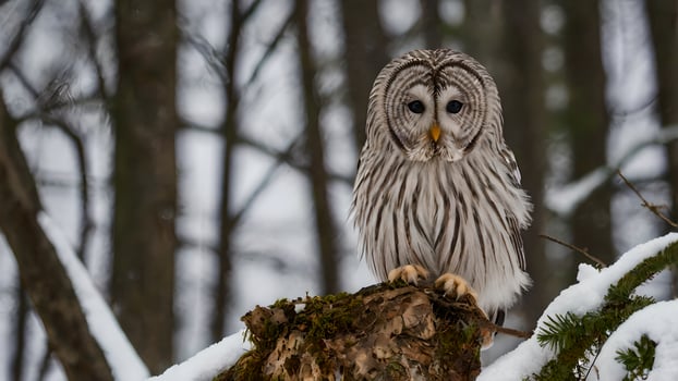 Majestic Ural Owl in Winter Wonderland photo