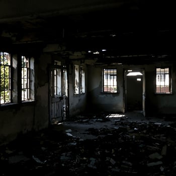 Abandoned Building with Decay and Shadow Interplay photo