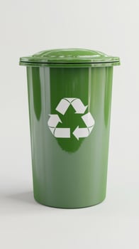 Green recycling bin promoting environmental sustainability and waste reduction photo