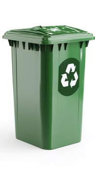 Green recycling bin promoting environmental sustainability and waste management photo