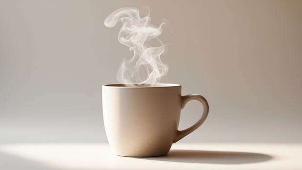 A white cup with steam coming out of it photo