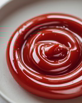 A close up of a ketchup on a plate photo