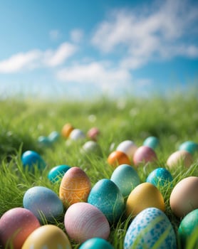 Easter eggs in the grass photo