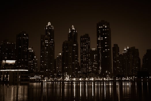 Night cityscape of Dubai city, United Arab Emirates photo