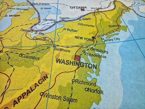 Map of the city of Washington in the United States. Map of washington photo