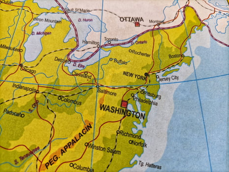 Map of the city of Washington in the United States. photo