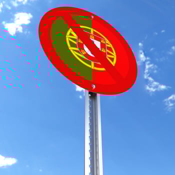 Do Not Enter sign with the flag of Portugal photo