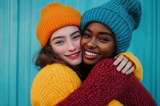International Hug Day women embracing each other Love and friendship day celebrating photo