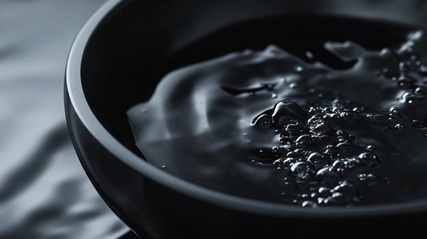 A black bowl filled with water photo