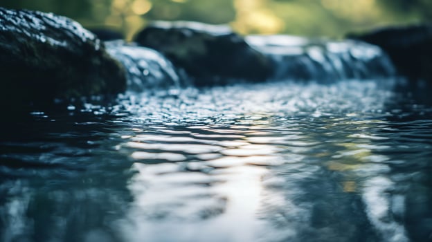 A stream of water is flowing over rocks photo
