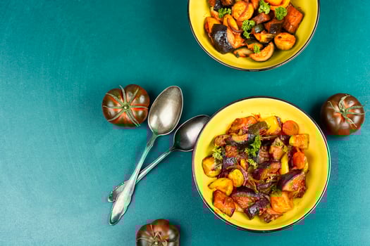 A bowl of vegetable stew. photo
