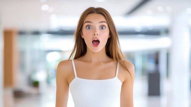 Customer being amazed or surprised by a personalized product experience photo