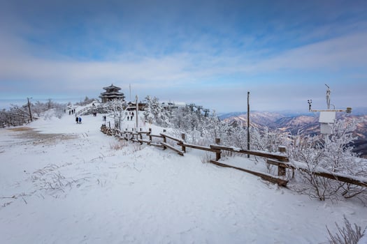 Korea Winter atop Deogyusan Mountain at Deogyusan National Park near Muju, South Korea. photo
