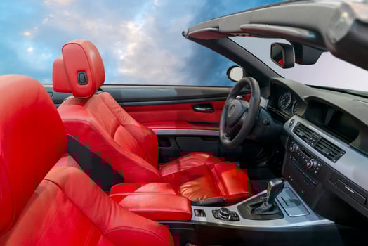 interior of modern car with red leather seats photo