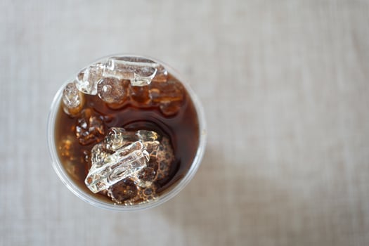 High angle view of iced Americano photo