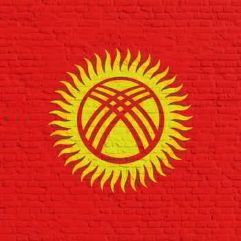 Brick Wall With Flag Of Kyrgyzstan photo