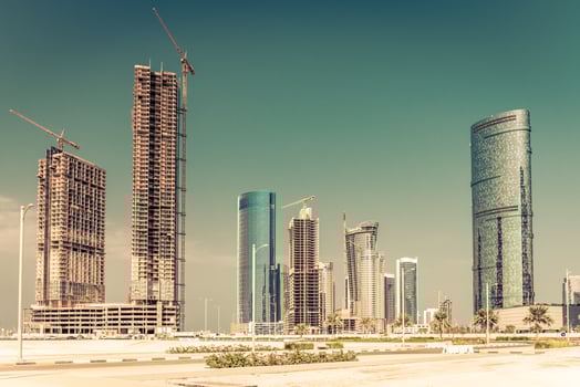 Abu Dhabi new district with skyscrapers construction photo