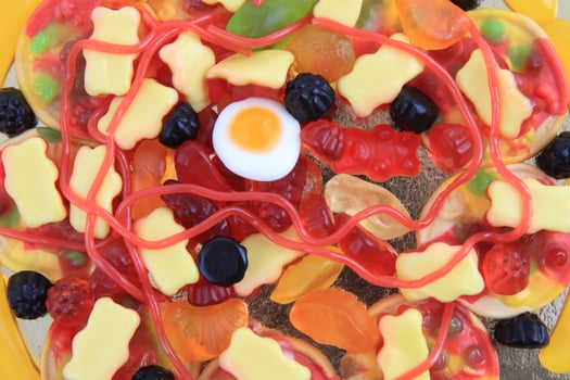 color jelly candies as pizza photo