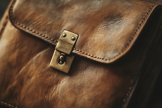 Retro Leather Clutch Bag Close Up of Vintage Elegance photo