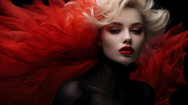 Dramatic fashion portrait studio setting photography elegant atmosphere close-up beauty and expression photo