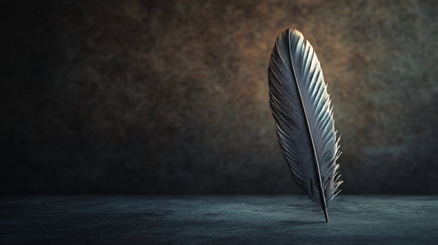 A feather is on a dark surface photo